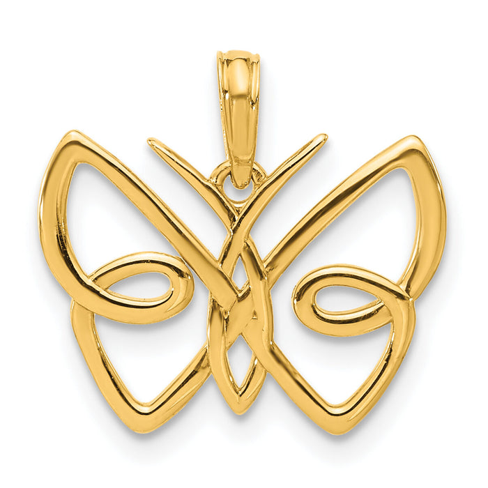 14k Polished Butterfly Pendant-D5387
