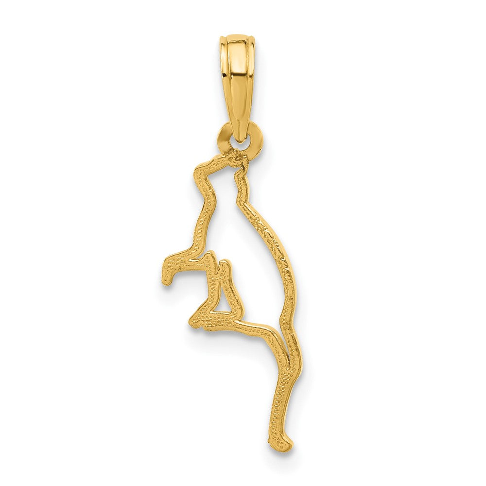 14k Polished Cat Sitting Pendant-D5393