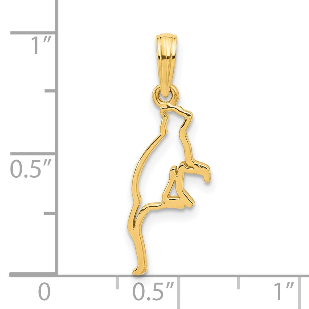 14k Polished Cat Sitting Pendant-D5393