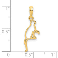 14k Polished Cat Sitting Pendant-D5393