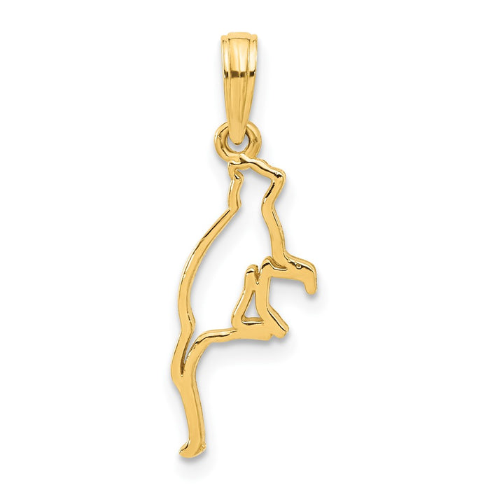 14k Polished Cat Sitting Pendant-D5393