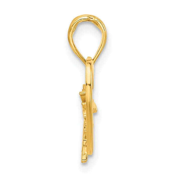 14k Polished Palm Tree In Heart Pendant-D5404