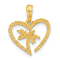 14k Polished Palm Tree In Heart Pendant-D5404