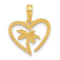 14k Polished Palm Tree In Heart Pendant-D5404