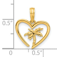 14k Polished Palm Tree In Heart Pendant-D5404