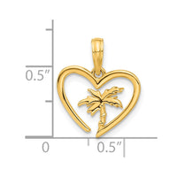 14k Polished Palm Tree In Heart Pendant-D5404