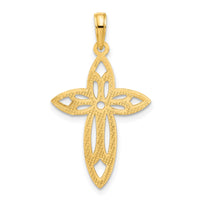 14k Polished Fancy Cut-out Cross Pendant-D5409