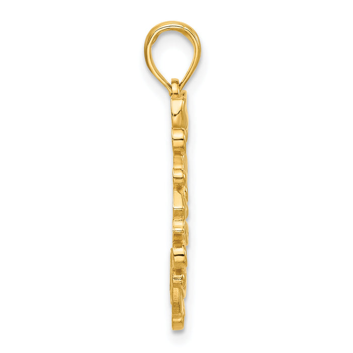 14k Polished Christmas Wreath Pendant-D5413