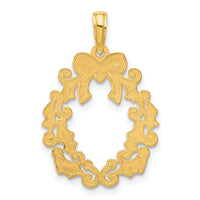 14k Polished Christmas Wreath Pendant-D5413