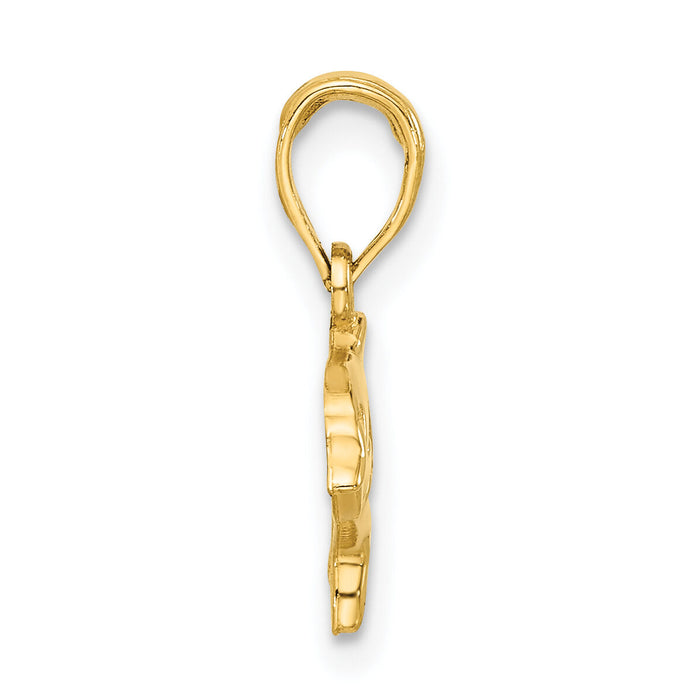 14k Polished Dolphin with Cut-out Baby Dolphin Pendant-D5414