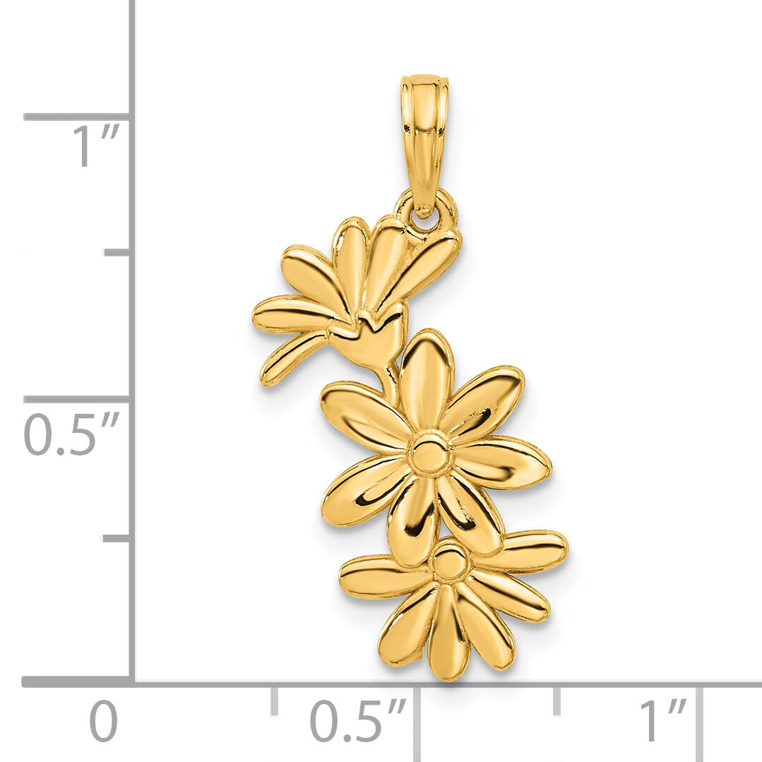 14k Polished Floral Pendant-D5415
