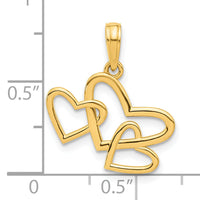 14k Polished Triple Heart Pendant-D5419