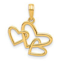 14k Polished Triple Heart Pendant-D5419