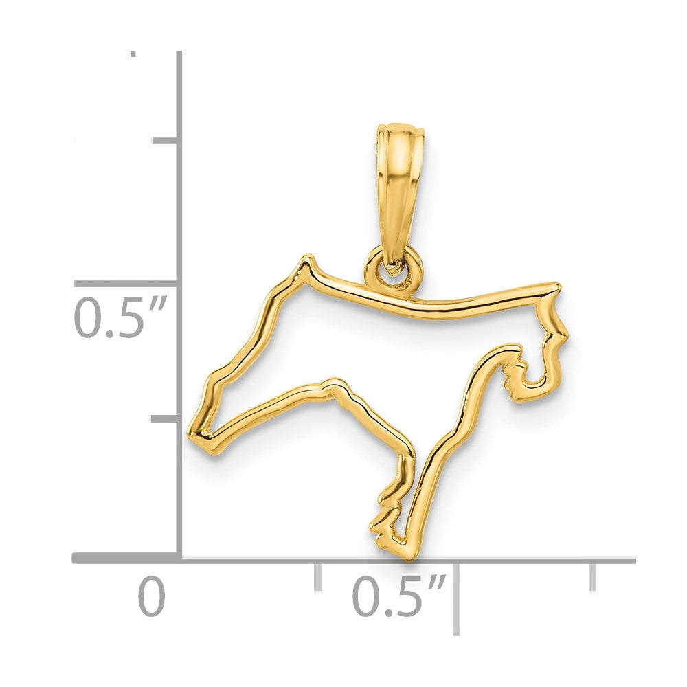 14K Polished Dog Outline Pendant-D5426