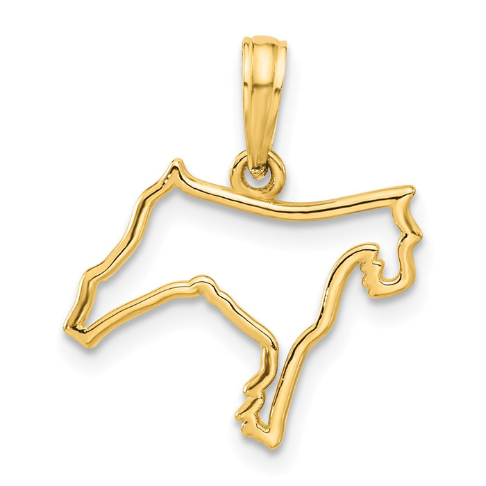 14K Polished Dog Outline Pendant-D5426