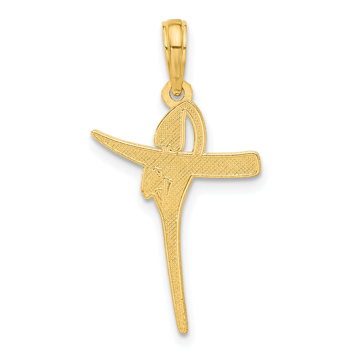 14k Polished Floral Cross Pendant-D5427