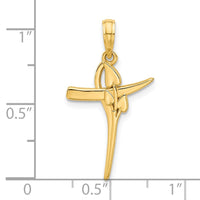 14k Polished Floral Cross Pendant-D5427