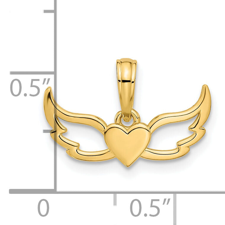 14k Fancy Heart and Wings Charm-D5428