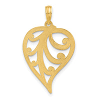 14k Polished Leaf Pendant-D5429