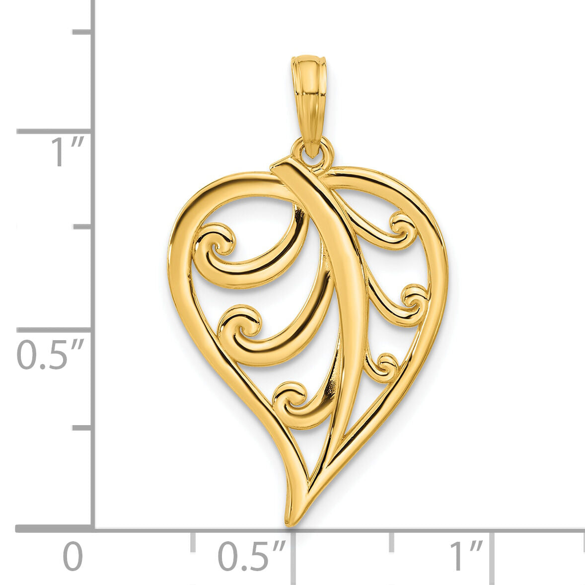 14k Polished Leaf Pendant-D5429