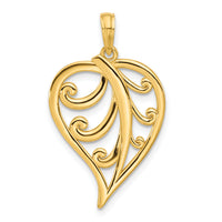 14k Polished Leaf Pendant-D5429
