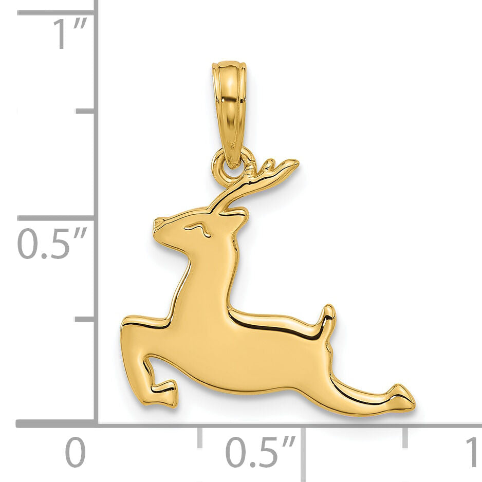 14K Polished Prancing Reindeer Charm-D5431