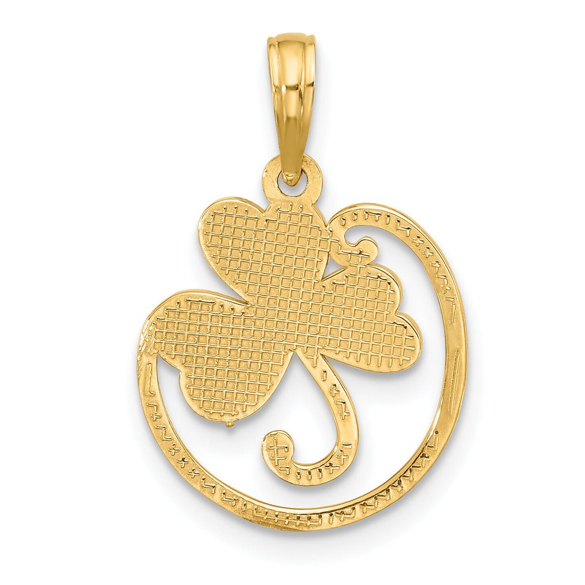 14k Polished and Satin Fancy Clover Charm-D5432