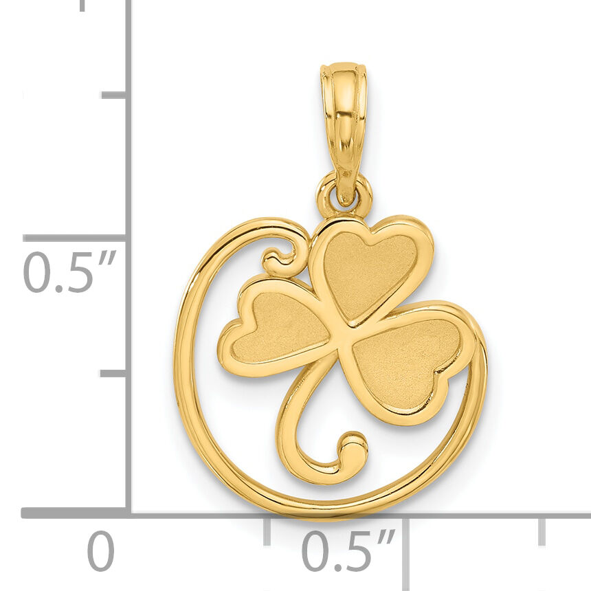 14k Polished and Satin Fancy Clover Charm-D5432