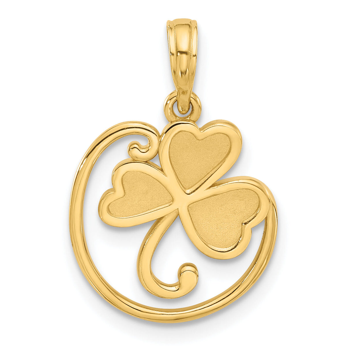 14k Polished and Satin Fancy Clover Charm-D5432