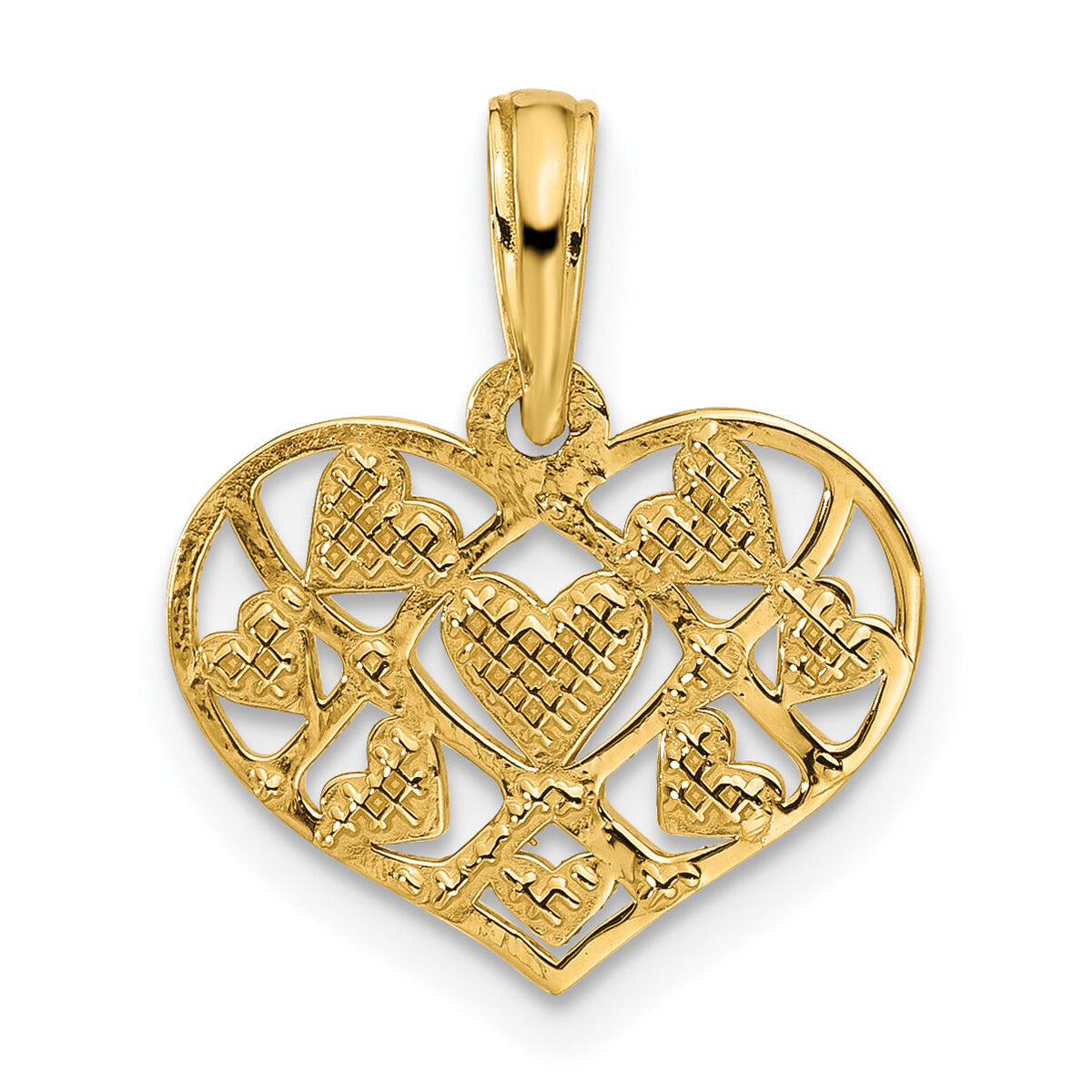 14K Polished Hearts in Heart Charm-D5438