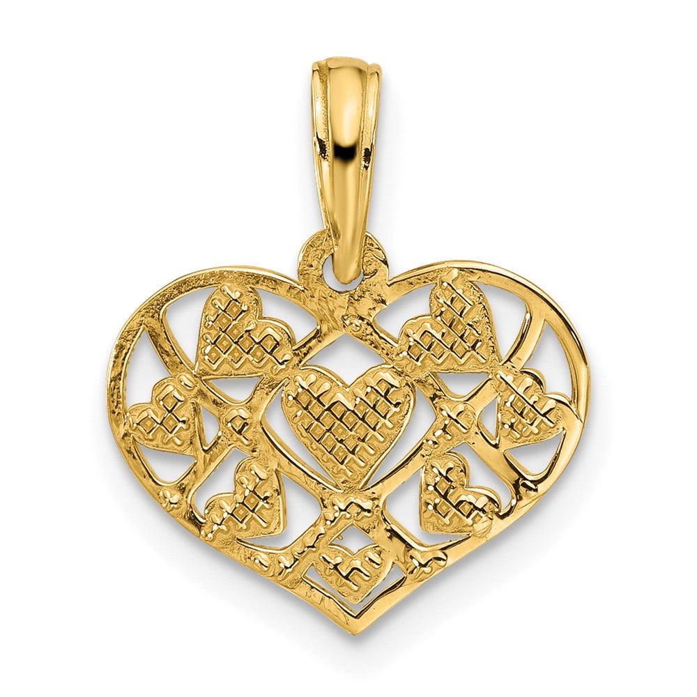 14K Polished Hearts in Heart Charm-D5438