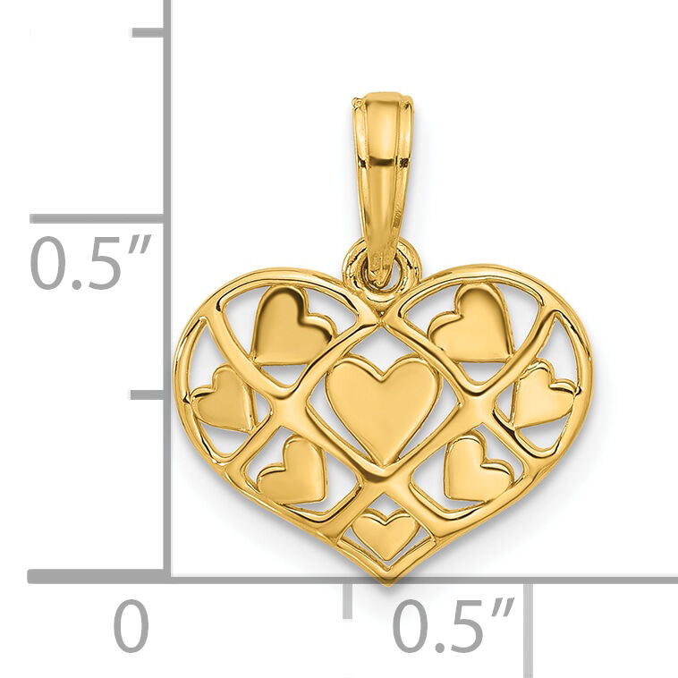 14K Polished Hearts in Heart Charm-D5438