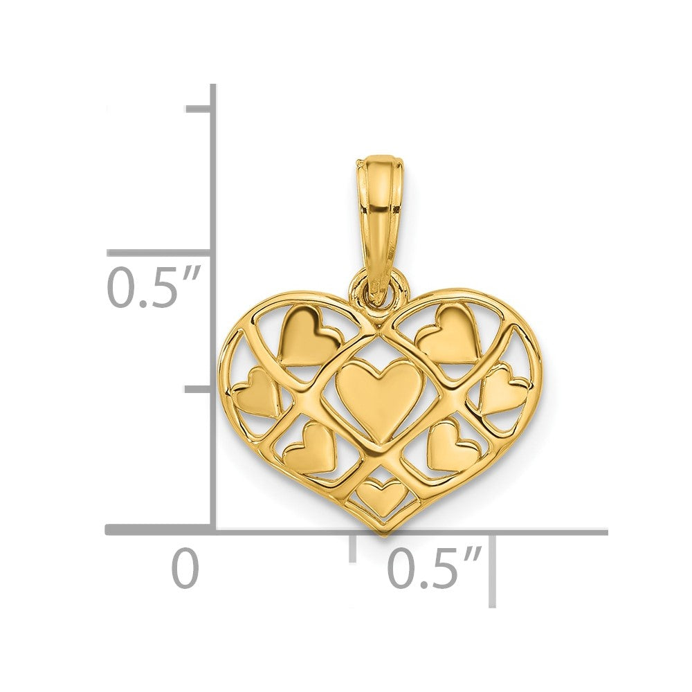 14K Polished Hearts in Heart Charm-D5438