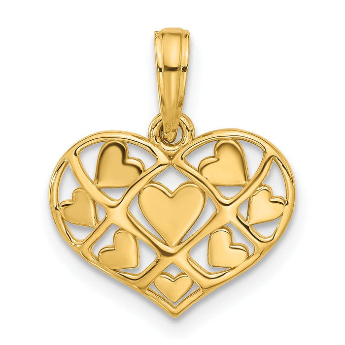 14K Polished Hearts in Heart Charm-D5438