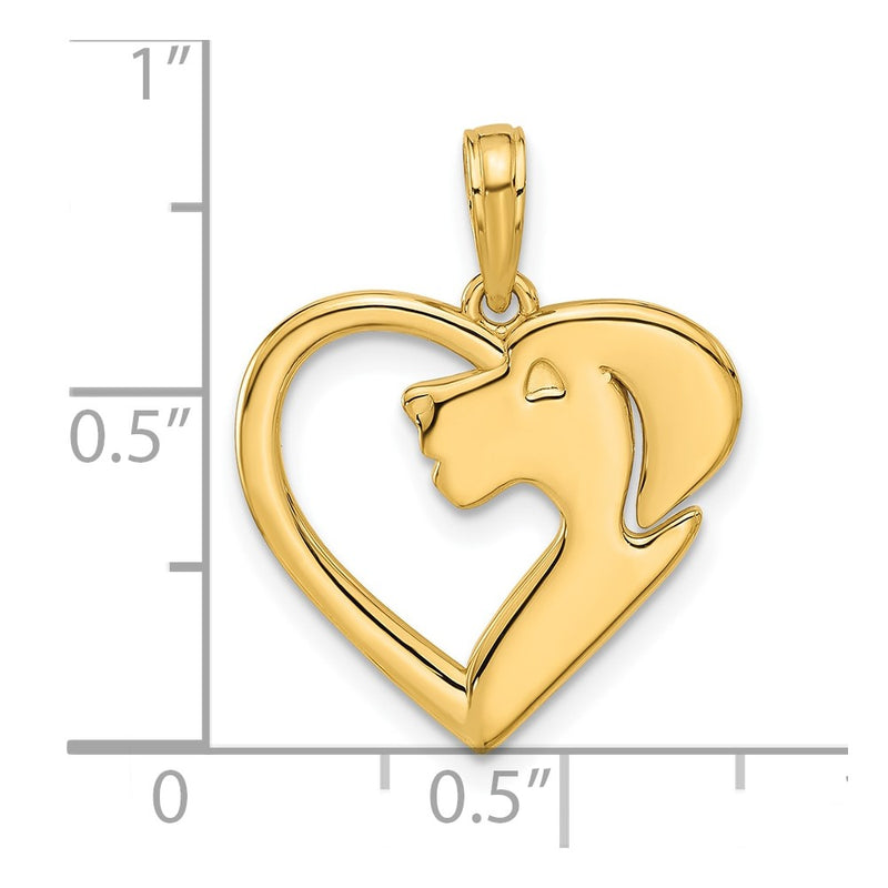 14K Polished Heart with Dog Charm-D5440