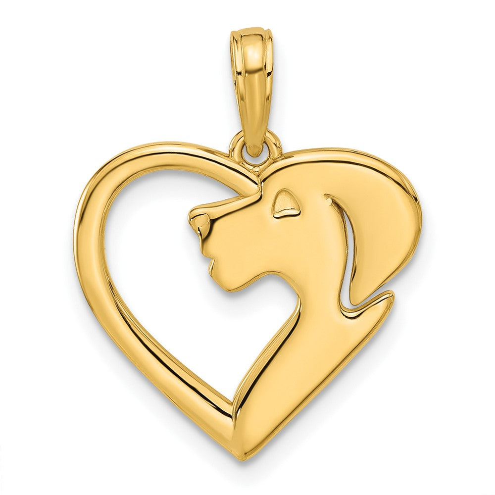 14K Polished Heart with Dog Charm-D5440