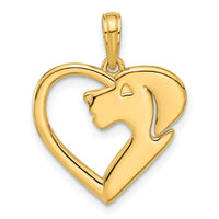 14K Polished Heart with Dog Charm-D5440