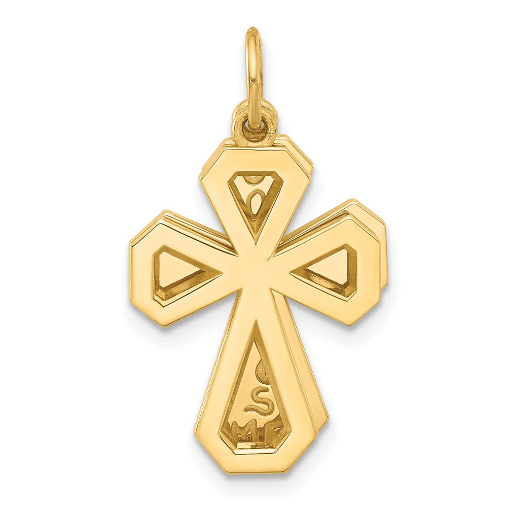 14k Fancy Two Cross God Loves Me Charm-D5441
