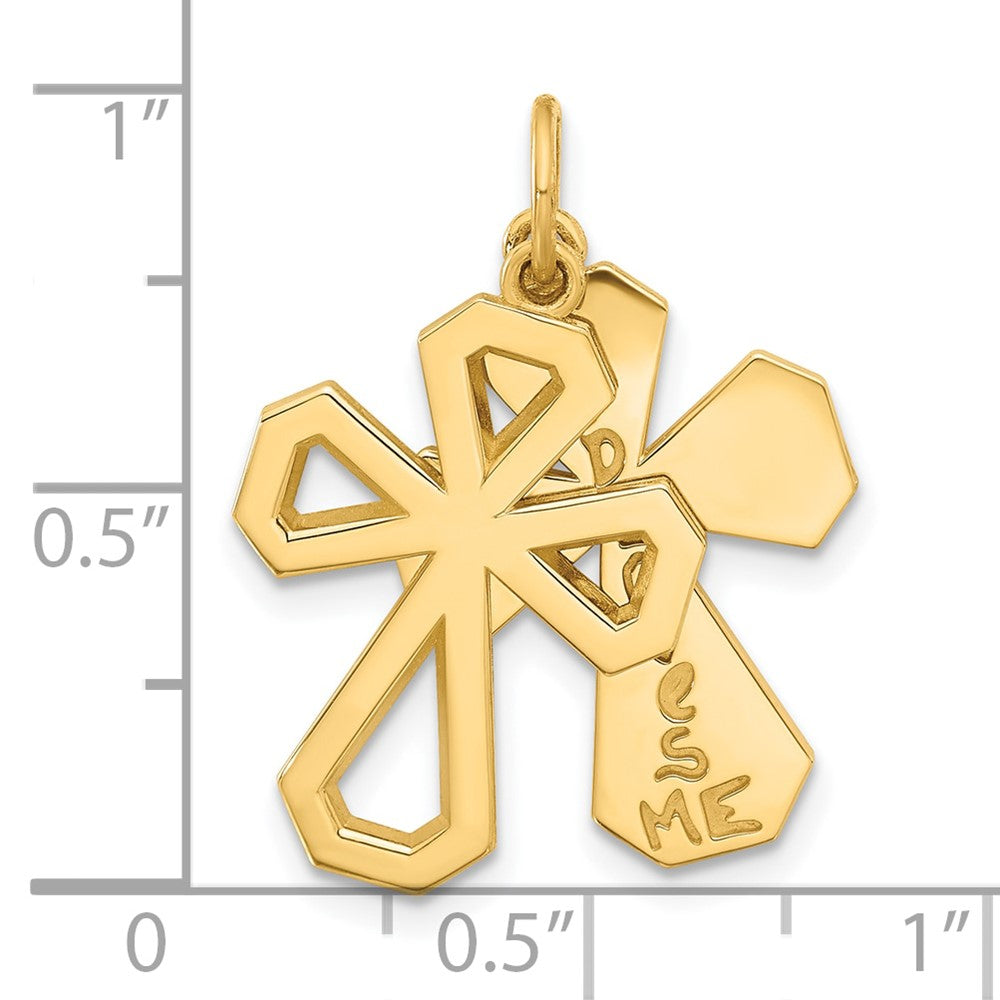 14k Fancy Two Cross God Loves Me Charm-D5441
