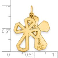 14k Fancy Two Cross God Loves Me Charm-D5441