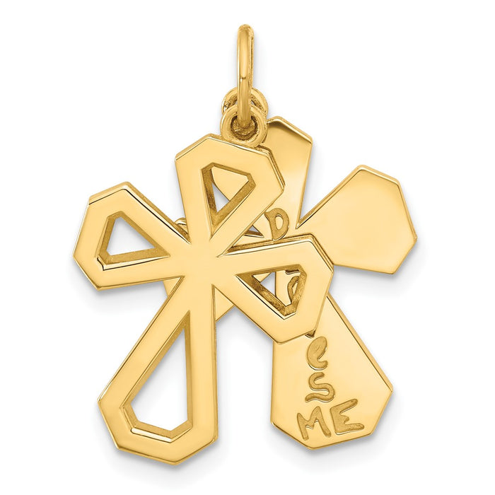 14k Fancy Two Cross God Loves Me Charm-D5441