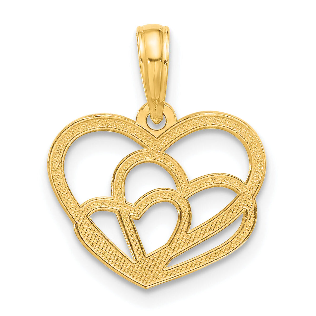 14k Polished Triple Heart Pendant-D5443