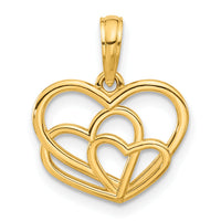 14k Polished Triple Heart Pendant-D5443