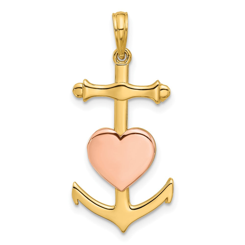 14k w/Rose Rhodium Fancy Anchor and Heart Charm-D5446