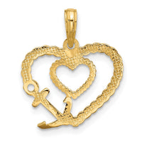 14K with Rhodium Fancy Rope Heart and Anchor Charm-D5456