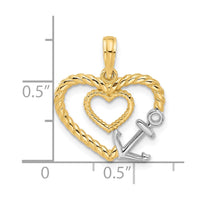 14K with Rhodium Fancy Rope Heart and Anchor Charm-D5456