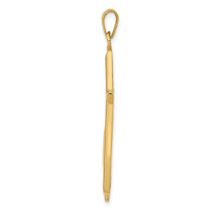 14K Polished Cross w/Drape Pendant-D547