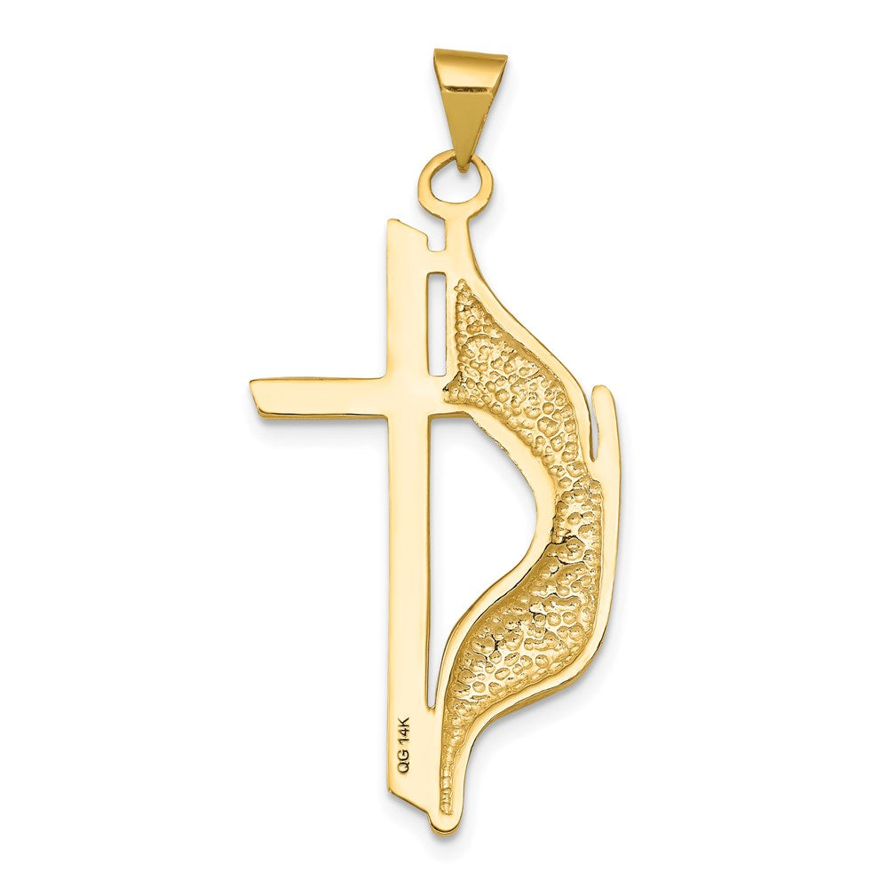 14K Polished Cross w/Drape Pendant-D547
