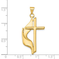 14K Polished Cross w/Drape Pendant-D547
