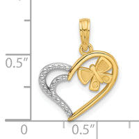 14K with White Rhodium Fancy Heart and Butterfly Charm-D5474